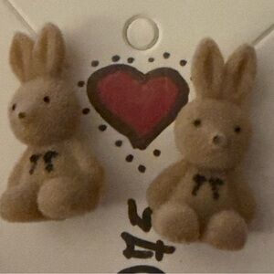Beige velvet bunny Earrings